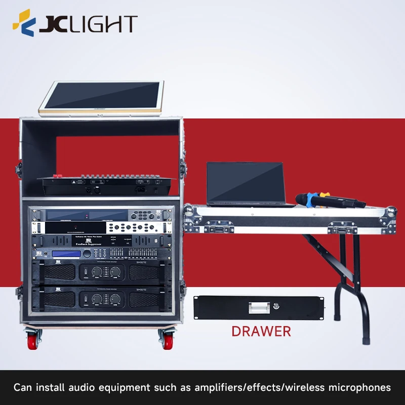 Flight Rack Case, 12U 16U 20U Shockproof Amp Rack, 19 Inch Fireproof Wood and Aluminum, Amplifier Studio Rack for DJ Workstation