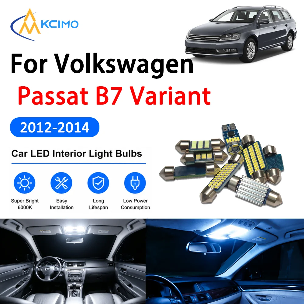 For Volkswagen Passat B7 Variant 2012-2014 Premium No-Wire Continuous Glow Auto Interior LED Bulb Remodel Set Cabin Refit Lamps