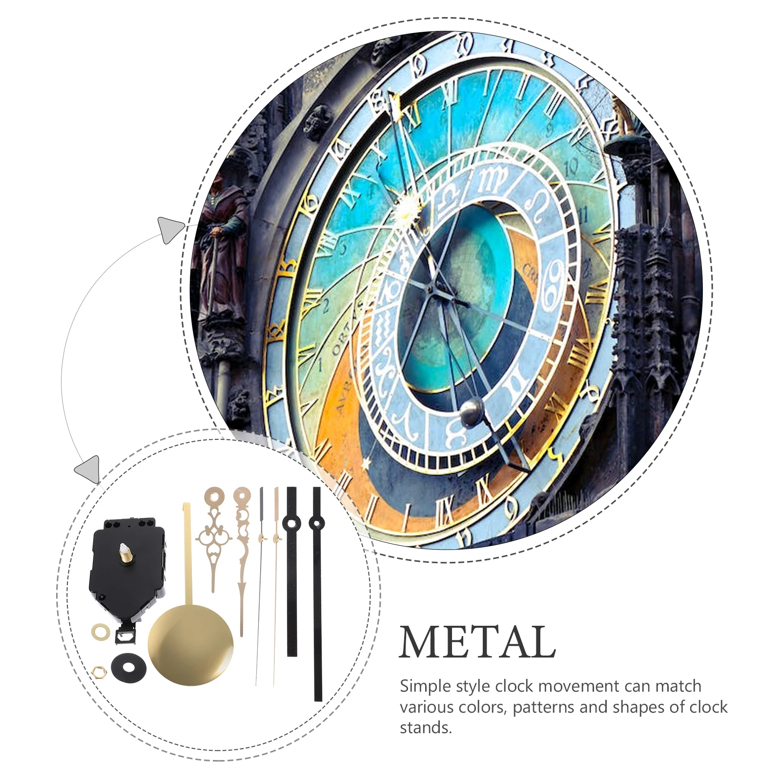 

1Set Metal DIY Clock Mechanism Kit High Precision Movement Replacement Parts for Wall Clocks Repair and Craft Projects