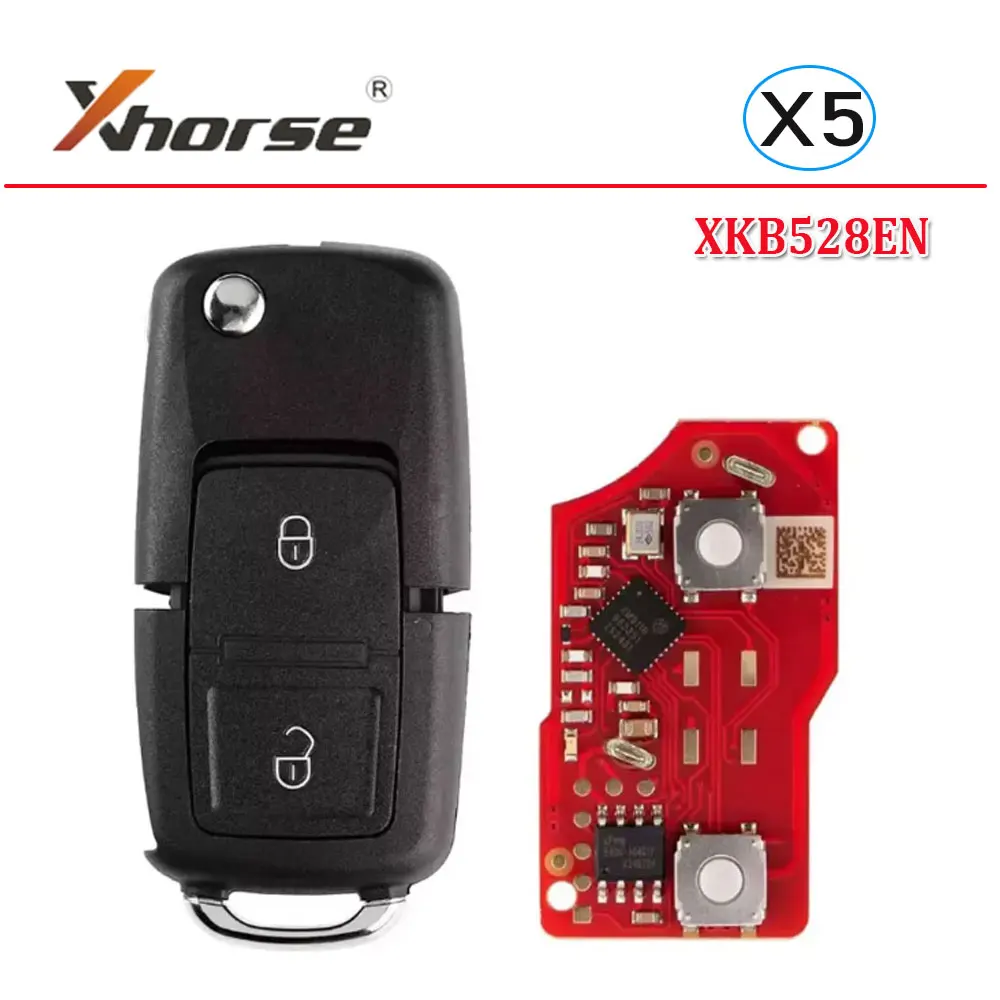 

5PCS Xhorse XKB528EN Universal Remote Key for VW B5 Style 2 Buttons Second Generation of XKB508EN Car Remote Key for VVDI TOOL