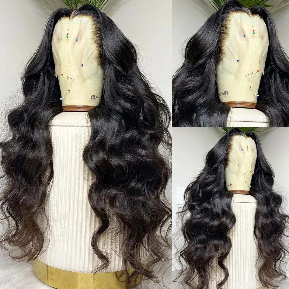 Perruque Lace Front Wig Body Wave Naturelle HD, Cheveux Humains, 13x6, 30 40 Pouces