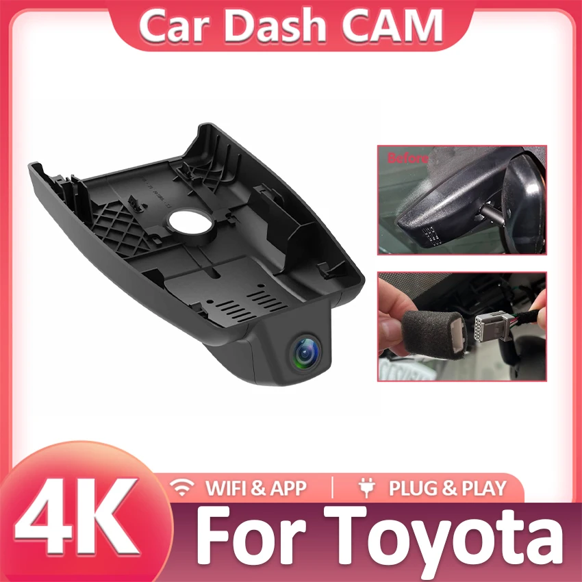 

4K HD 2160P Plug and play Car DVR Dash Cam Camera Video Recorder For Toyota C-HR CHR IZOA 2018 2019 2020-2023 Wireless DashCam