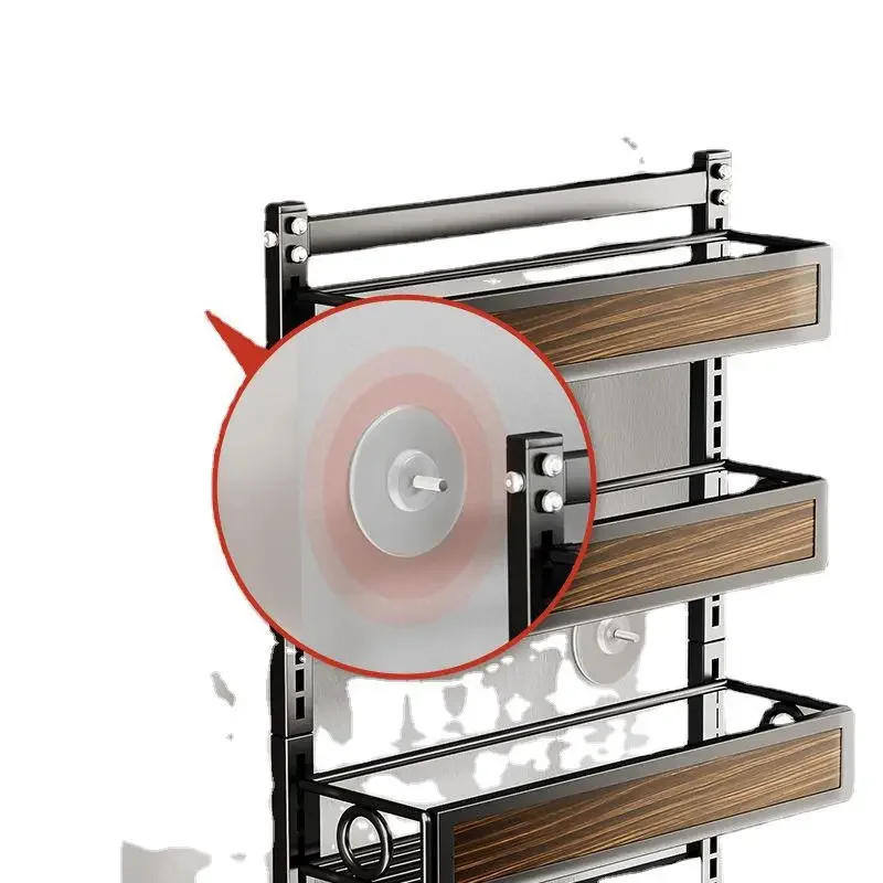 Non perforated kitchen wall storage rack, wall mounted seasoning storage, multi-layer storage rack