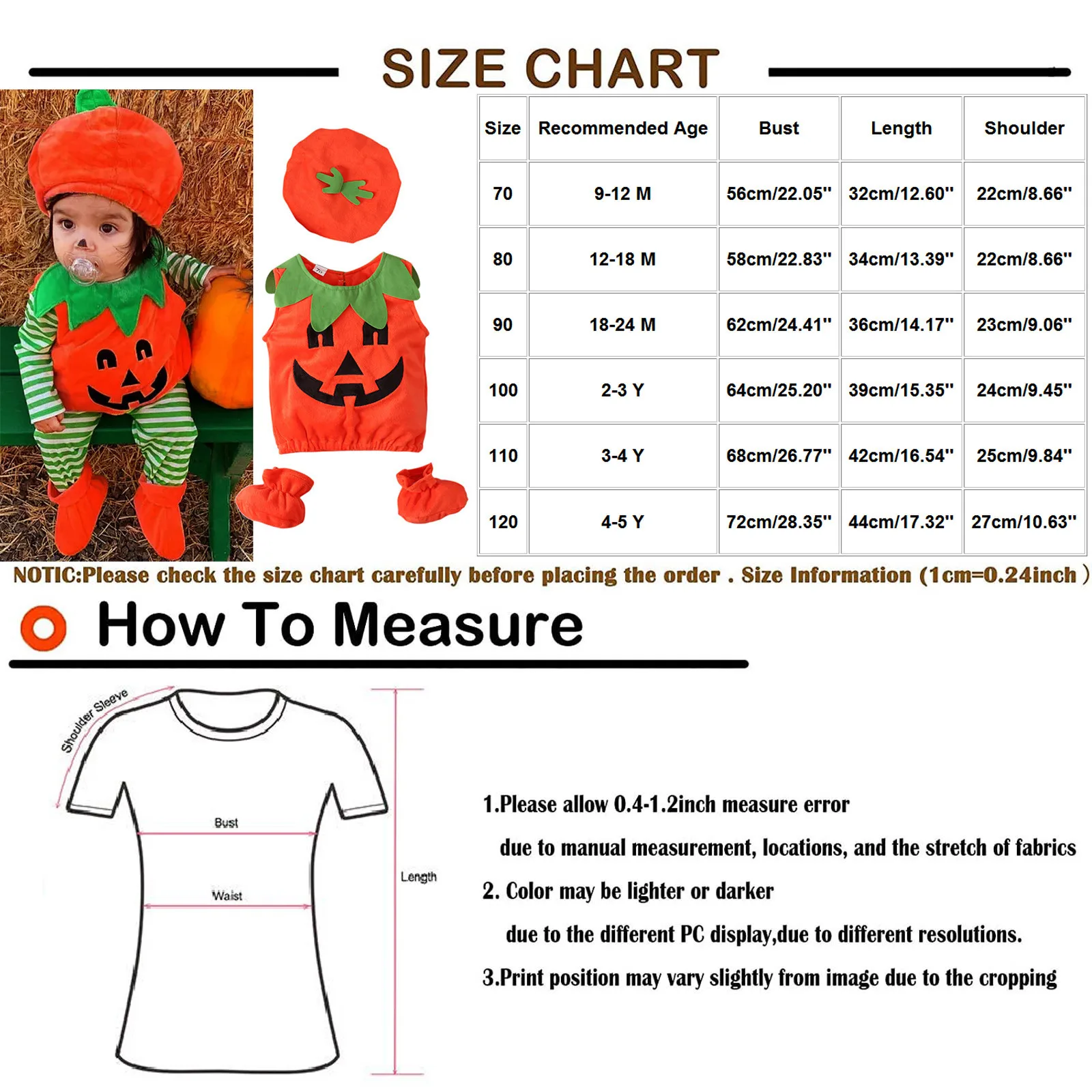 Baby Costume Kids Pumpkin Romper With Hat Boys Girls Cosplay One-Piece Infant Summer Casual Onesie Halloween Jumpsuit 0-3 Years