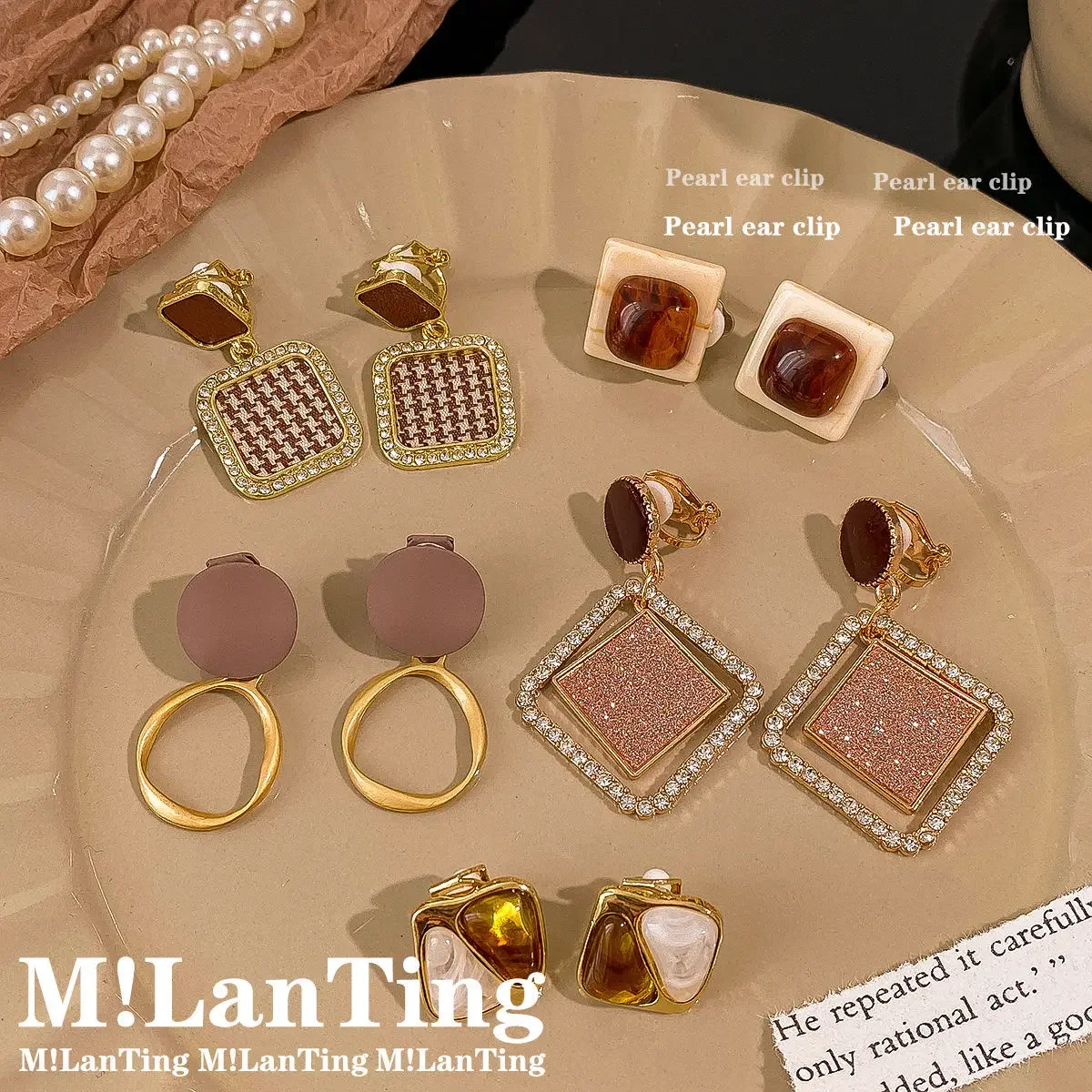 Temperament Ear Clip Without Piercing Female High-grade Sense Light Luxury Earrings Niche Design Retro Earring