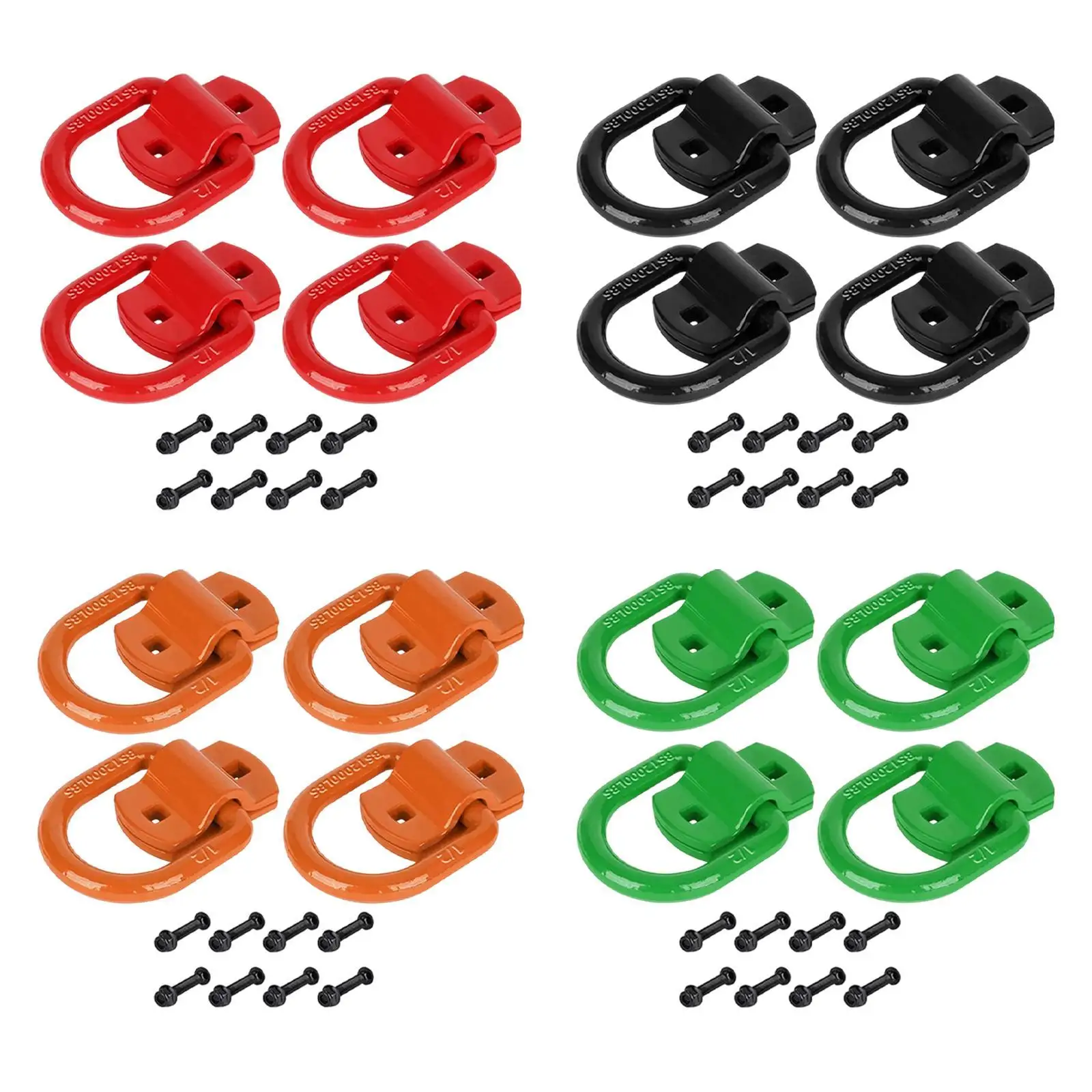 Forged D Ring 1/2 Inch Bolt on Heavy Duty Carbon Steel Tie Down Anchor Practical Accessory for Cargo Securement