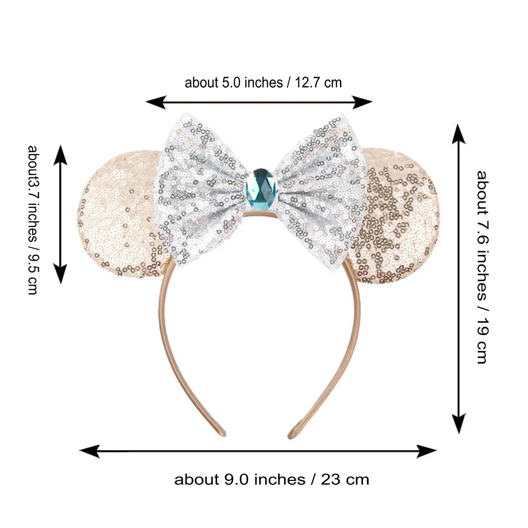 9.5 CM New Cute Glitter Crown Hairband Sequins Bows Mouse Ears Headband Kids Festival Party Cosplay Headband