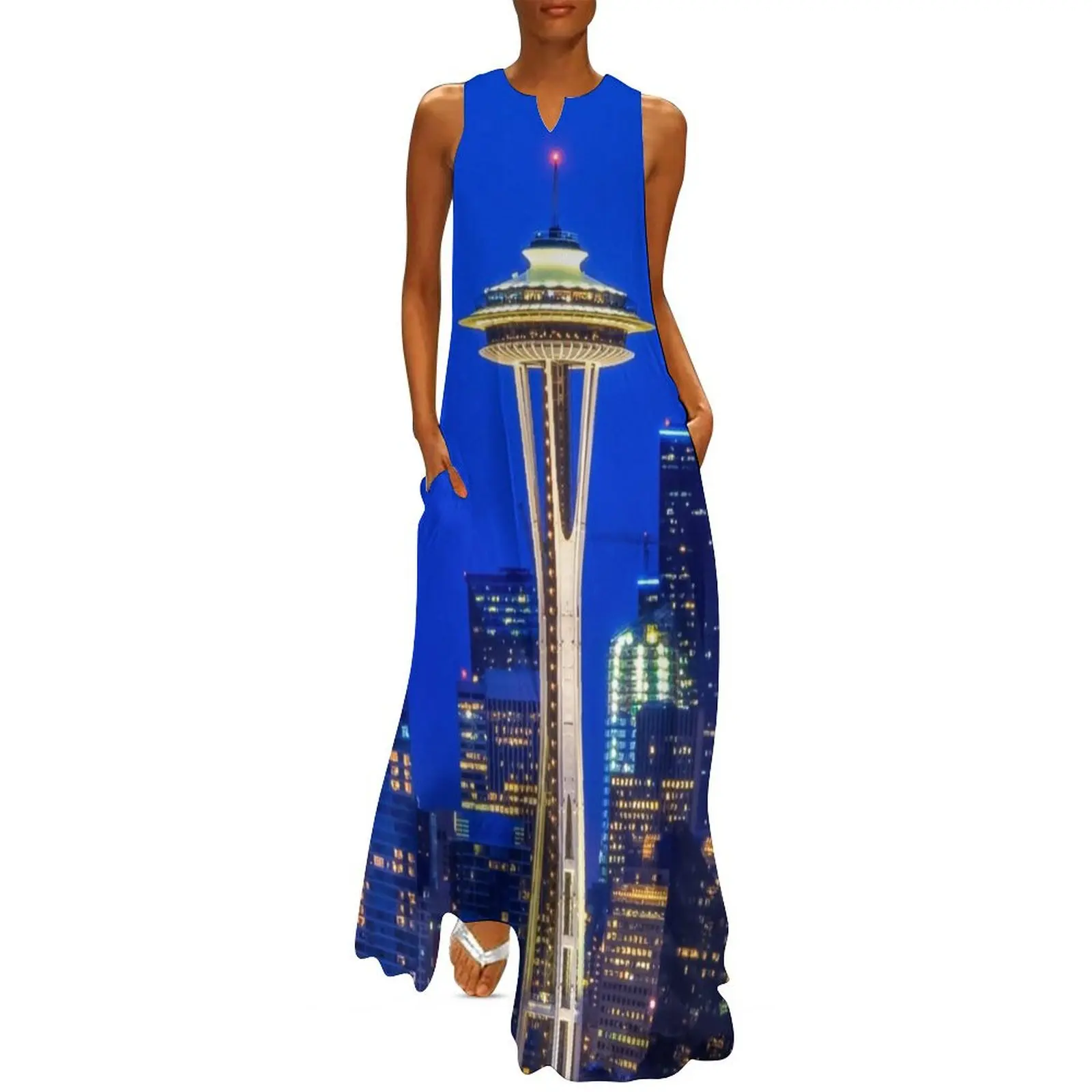 

Famous Space Needle in Seattle at sunset Long Dress summer dress for women 2025 long dresses for women Dress