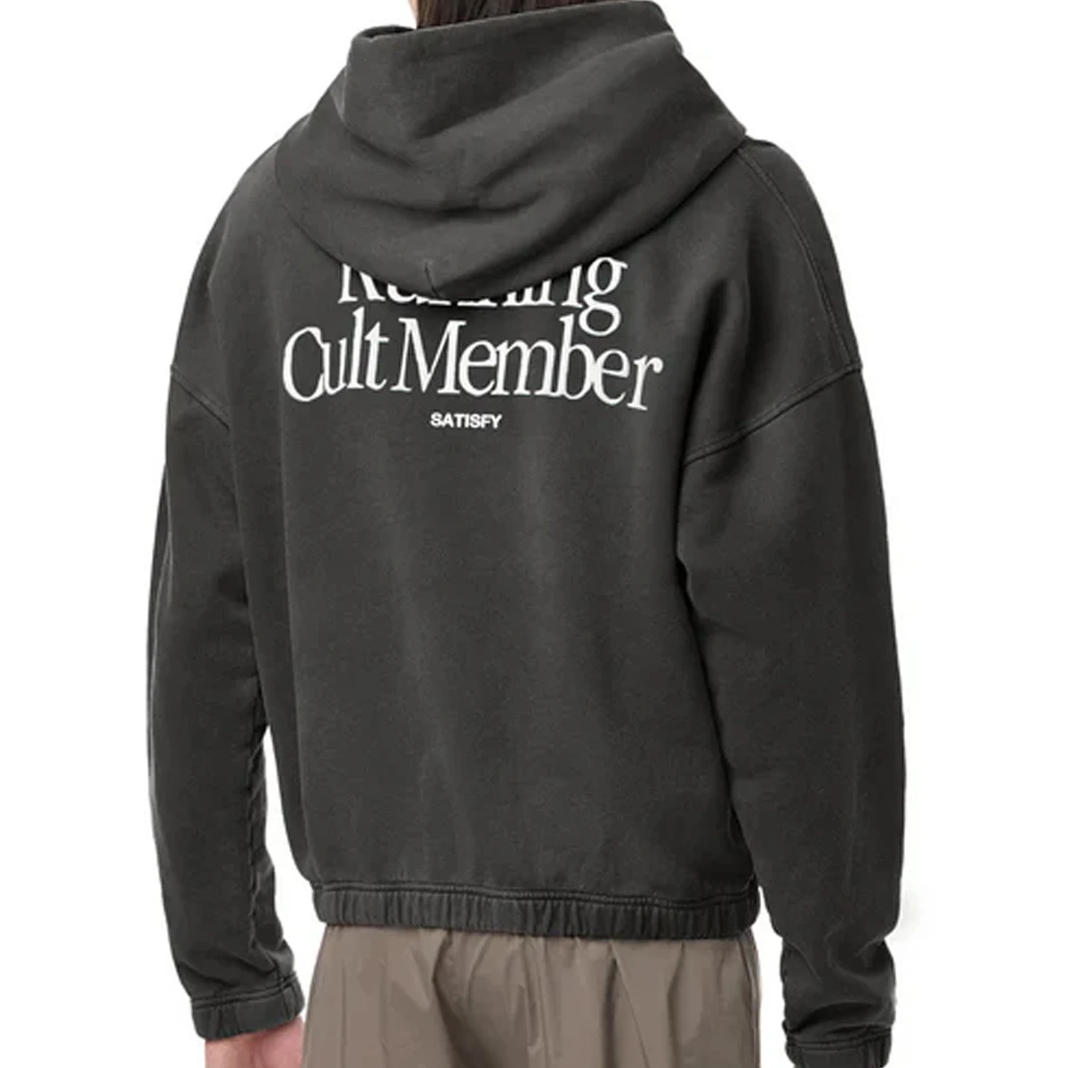 

Self-Adhesive SATISFY Floing Print Hooded Sweatirt Jaet Loose Fit Cotton Polyester Street Sle Autumn Warm Long Sve