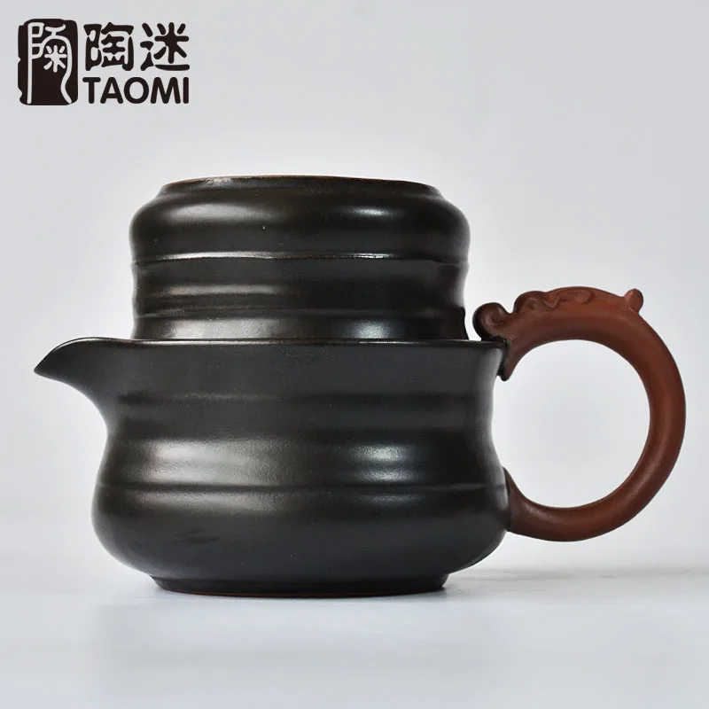

[GRANDNESS] Tea Set Include 1 Pot 1 Cup Travel Tea Set Portable Vintage Coarse Pottery Pot Cup Japanese Style Teapot Ceramic