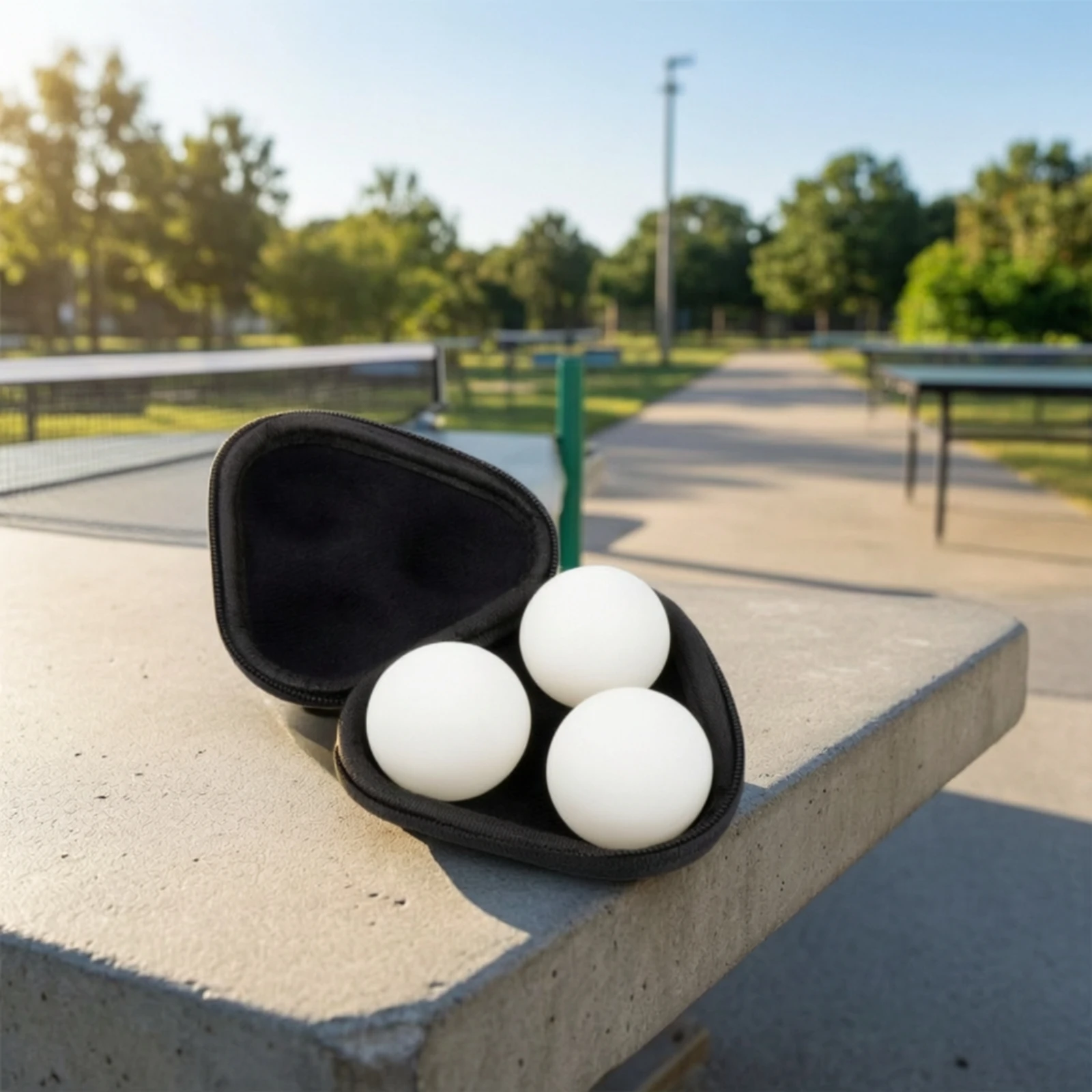 Zippered Ball Case with Three Compartments Shockproof Triangular Table Tennis Ball Case Scratch-Resistant Lightweight for Travel