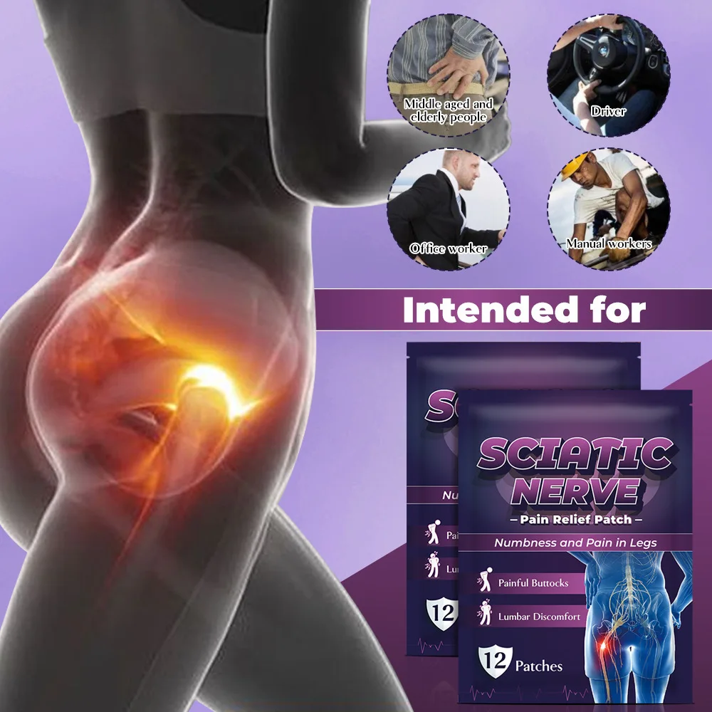 12 Uds. Parches para nervios de ciática, parches para la columna Lumbar y la rodilla, dolor, artritis, pegatinas para aliviar el dolor reumatoide, tratamiento de cuidado de la salud
