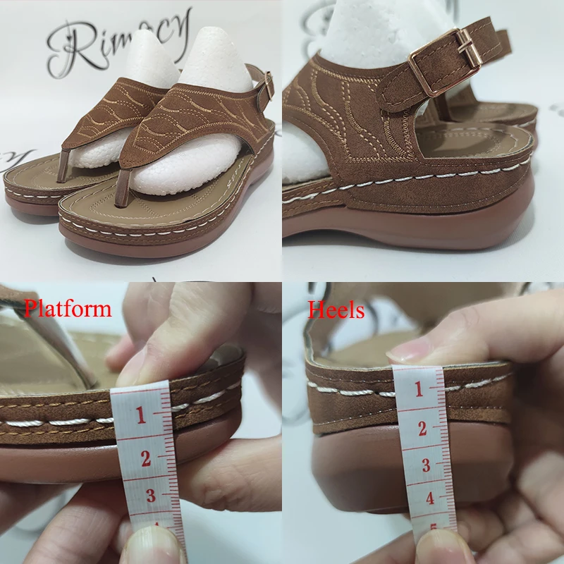 Rimocy Fashion Clip Toe Wedge Sandals Women Summer Platform Rome Sandalias Mujer 2024 Plus Size 43 Thick Sole Beach Shoes Ladies