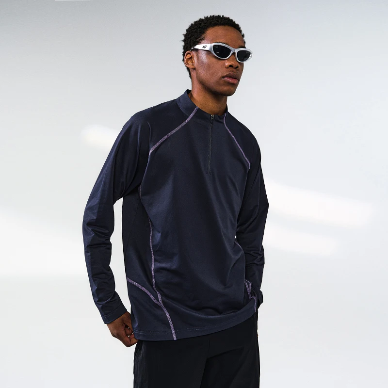 INFLATION Men's Windproof Long Sleeve T-Shirt 2025 Autumn High Neck Half-Zip Base Layer Outdoor Thermal Performance Top