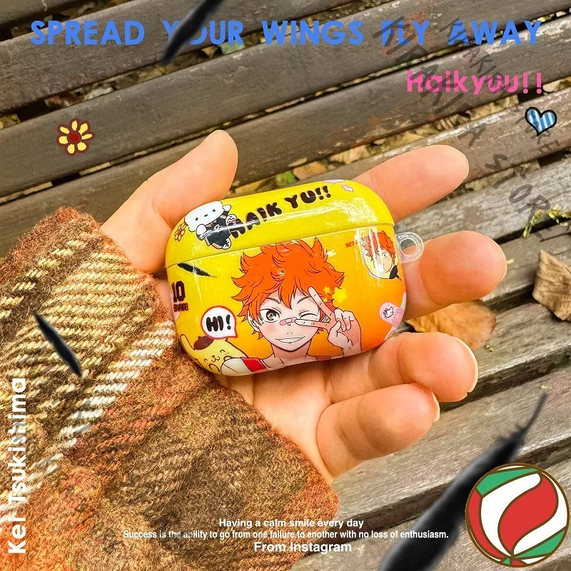 Haikyu!! Shoyo hinata anime capa de fone de ouvido kawaii escudo protege sacos cosplay fone de ouvido sem fio capa protetora chaveiro