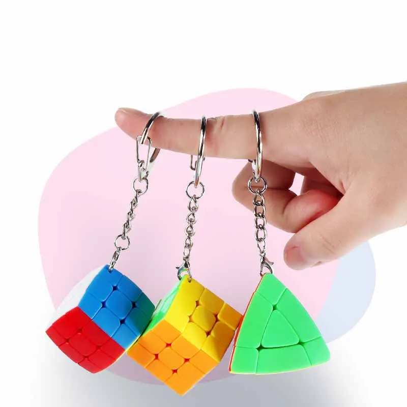 Children's Puzzle Toys Creative Third-order Small Magic Cube Toys Mini Bread Magic Tower Square Rotating Magic Cube Keychain Toy