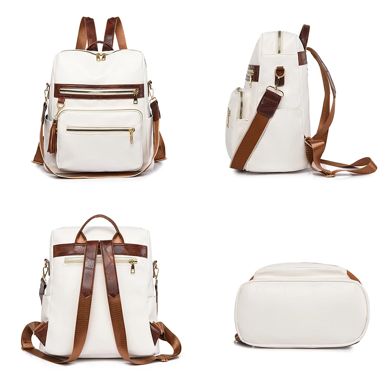 New High Quality Women Backpack 2024 Soft PU Backpacks Girl Luxury Back Pack Laptop Bag Large Capacity Female Travel Bag Mochila image 3