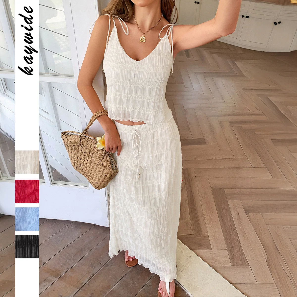 

Vacation Leisure Style Suspender Seaside Atmosphere Two-piece Suit Women's Clothing 2025 Spring And Summer Amazon Explosion