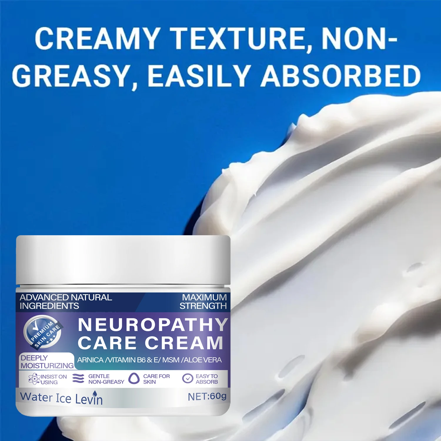 كريم العصبي المائي آيس ليفين القصوى - مع المكونات الطبيعية (أرنيكا، Msm، الألوة) للترطيب المكثف لمدة 72 ساعة #2