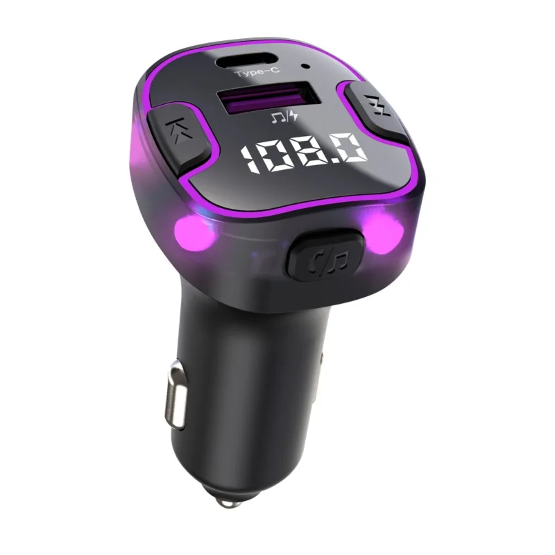 Car FM Transmitter Bluetooth Adapter Wireless Radio Adapter Dual USB Ports Hands-Free Calling Voice Assistant