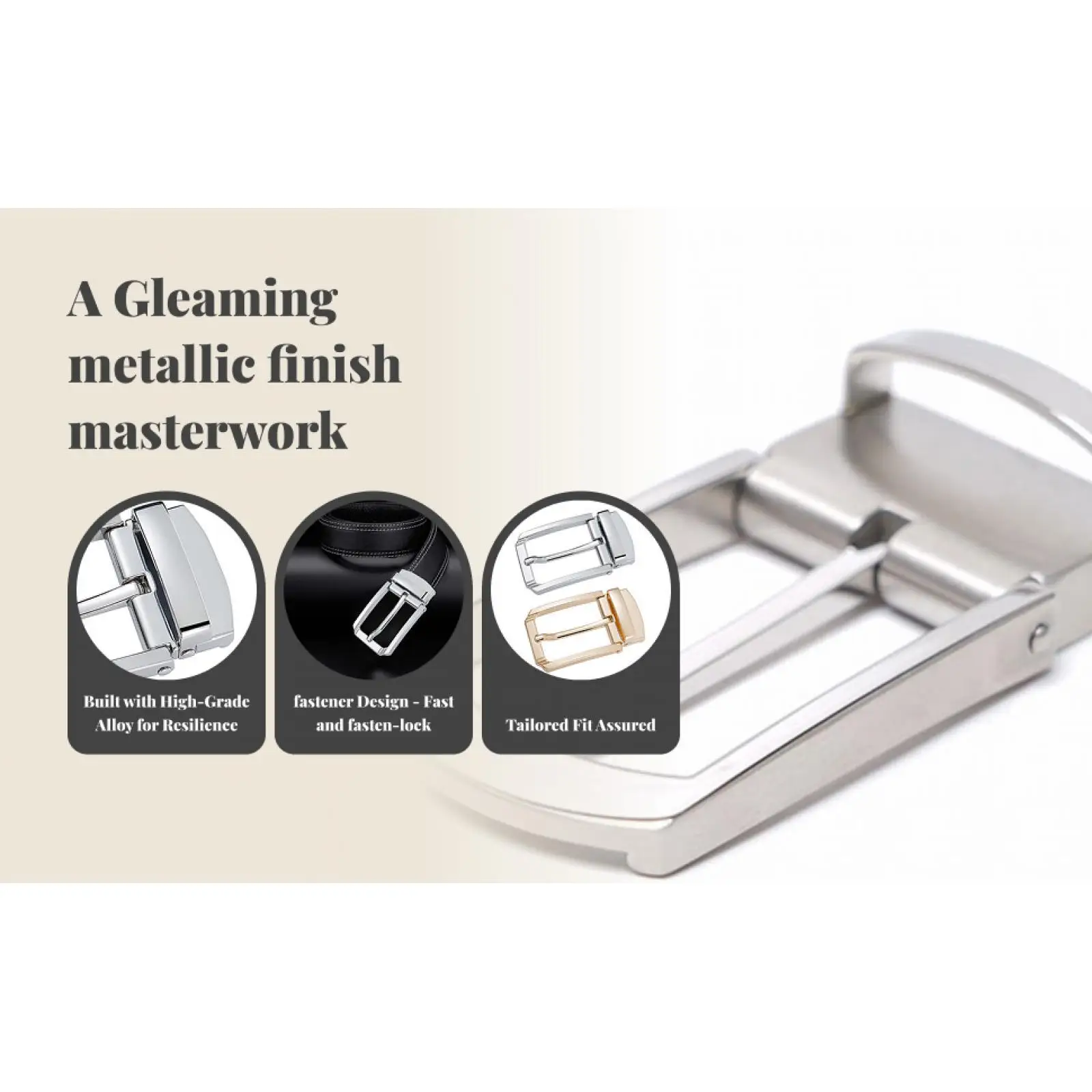 3xMetal حزام مشبك بديل لحزام جلدي أزياء رجالي دبوس حزام مشبك فضي