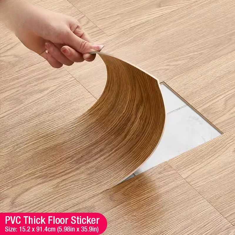 

PVC Self-Adhesive Wood Grain Floor Wallpaper Waterproof Wall Sticker Bedroom Living Room Toilet Kitchen Home Decor Floor Sticker