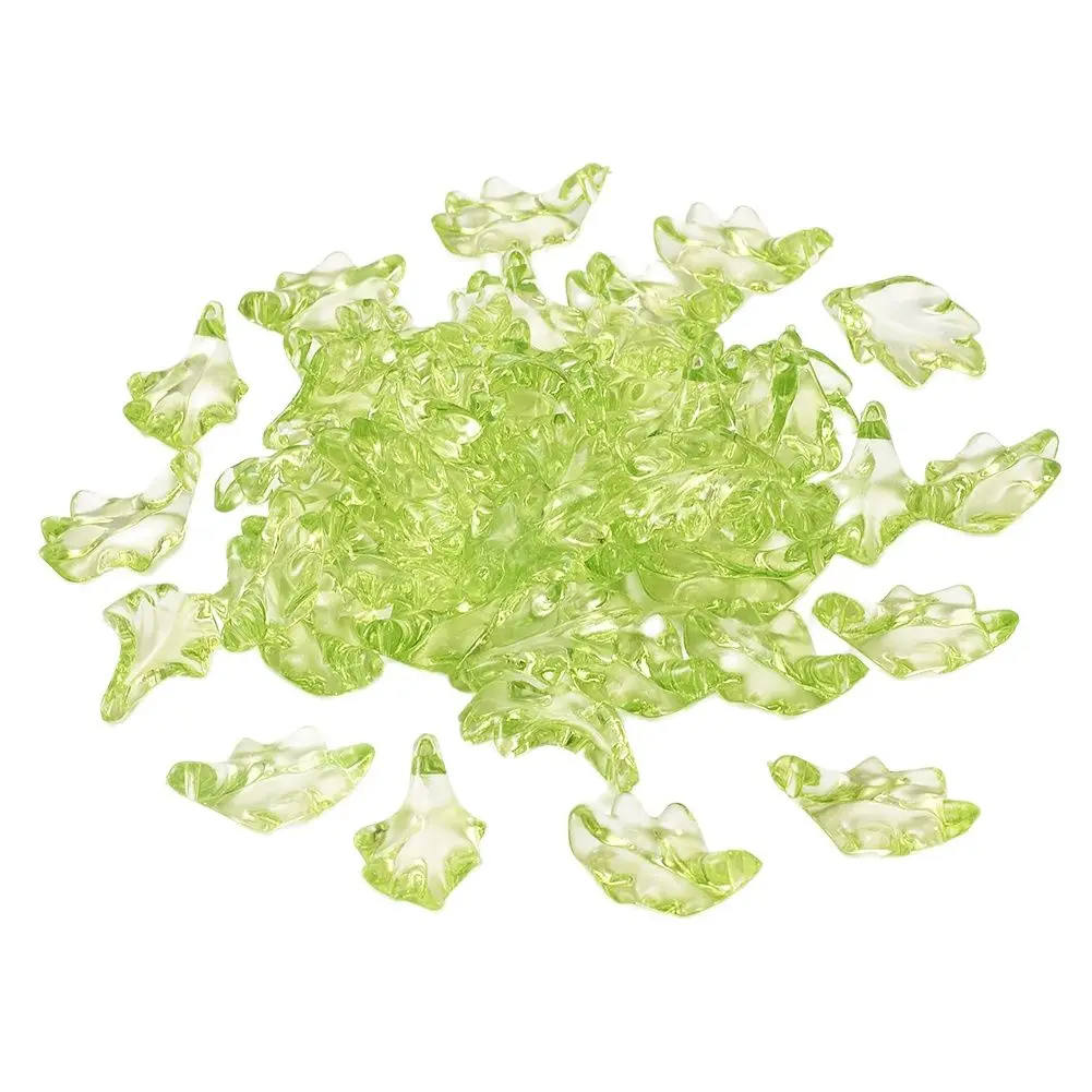 500g Transparent Acrylic Leaf Pendants Light Green for Jewelry Making DIY Earring Bracelet Necklace Accessories Decor 24x15x5mm