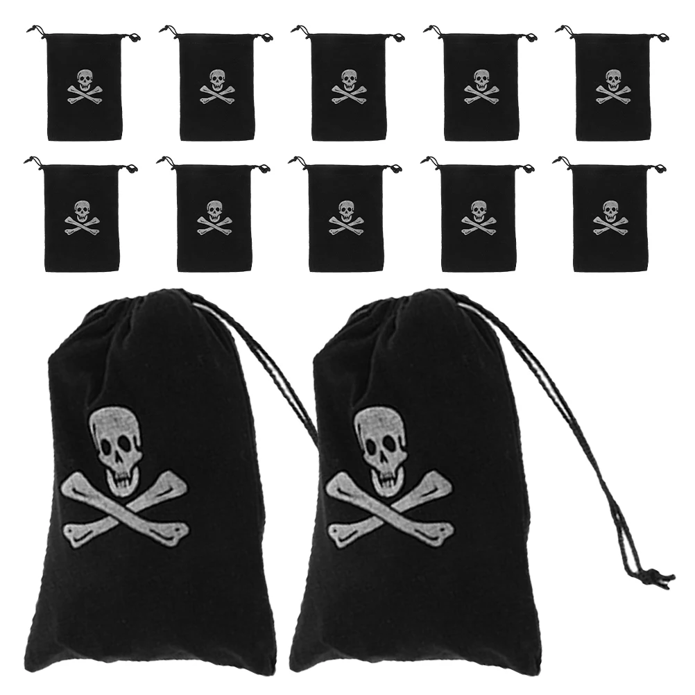 

12 Pcs Skull 15.5x11.5 Halloween Favor Bag Small Drawstring Bags Storage Drawstring Pouch Candy Jewelry Goody Bags