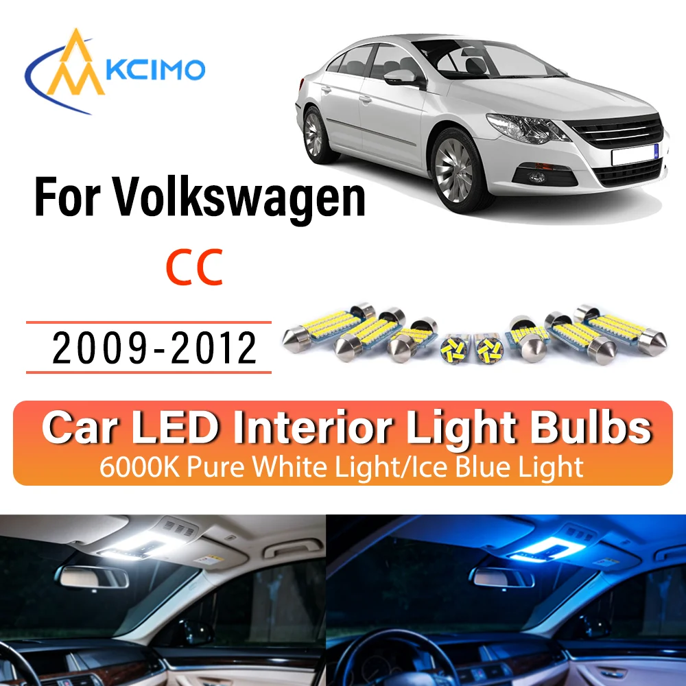 

LED Interior Light Bulb Set For Volkswagen CC 2009-2012 Easy Install Bright White/Blue Dome Map Door Courtesy Brights