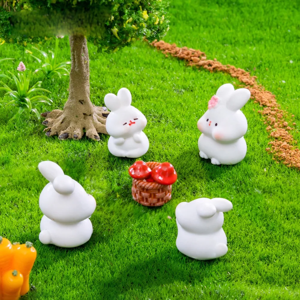 New Resin Grassland Little Rabbit Doll Mini Animal Modeling Microlandscape Toy Decoration DIY Decorations