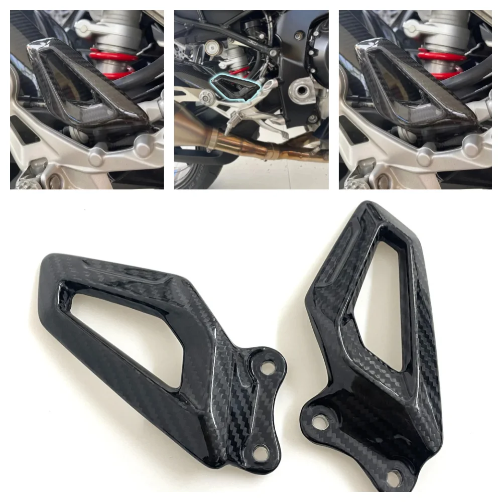 

For BMW S1000RR 2019-2022 2023 2024 2025 Carbon Fiber Motorcycle Accessories FootPeg Footrest Rear SET Heel Plates Guard