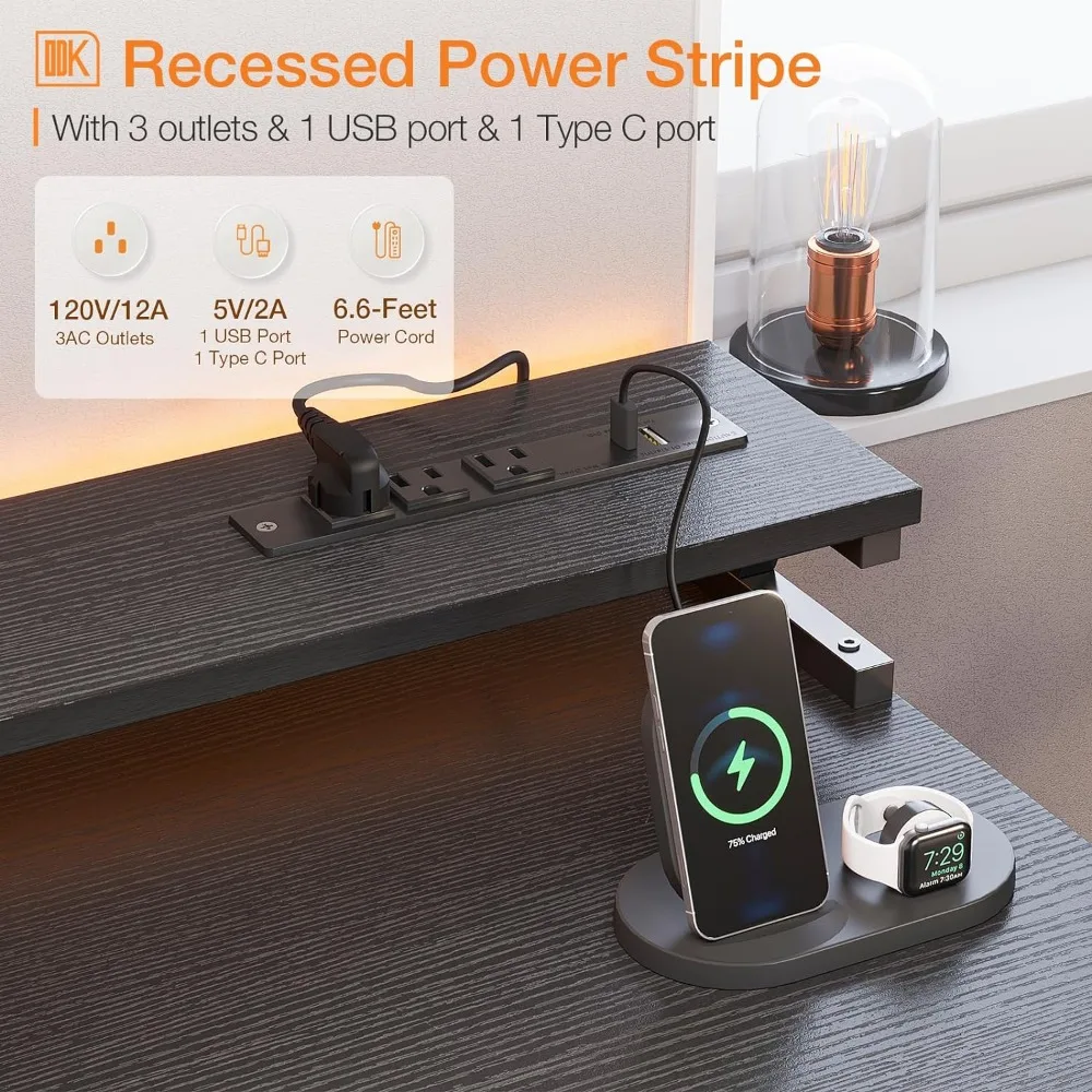 63 Inch Computer Office Desk with USB Charging Port and Keyboard Tray with 2 Drawers and Monitor CPU Stand and Removable Shelf