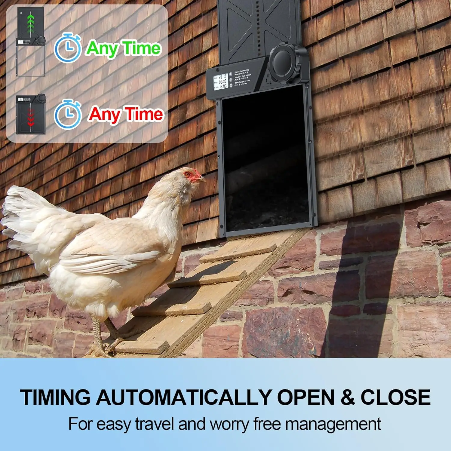 Temporizador automático para gallinero, puerta inteligente de inducción antipellizco para casa de pollos, puerta eléctrica para aves de corral para granja