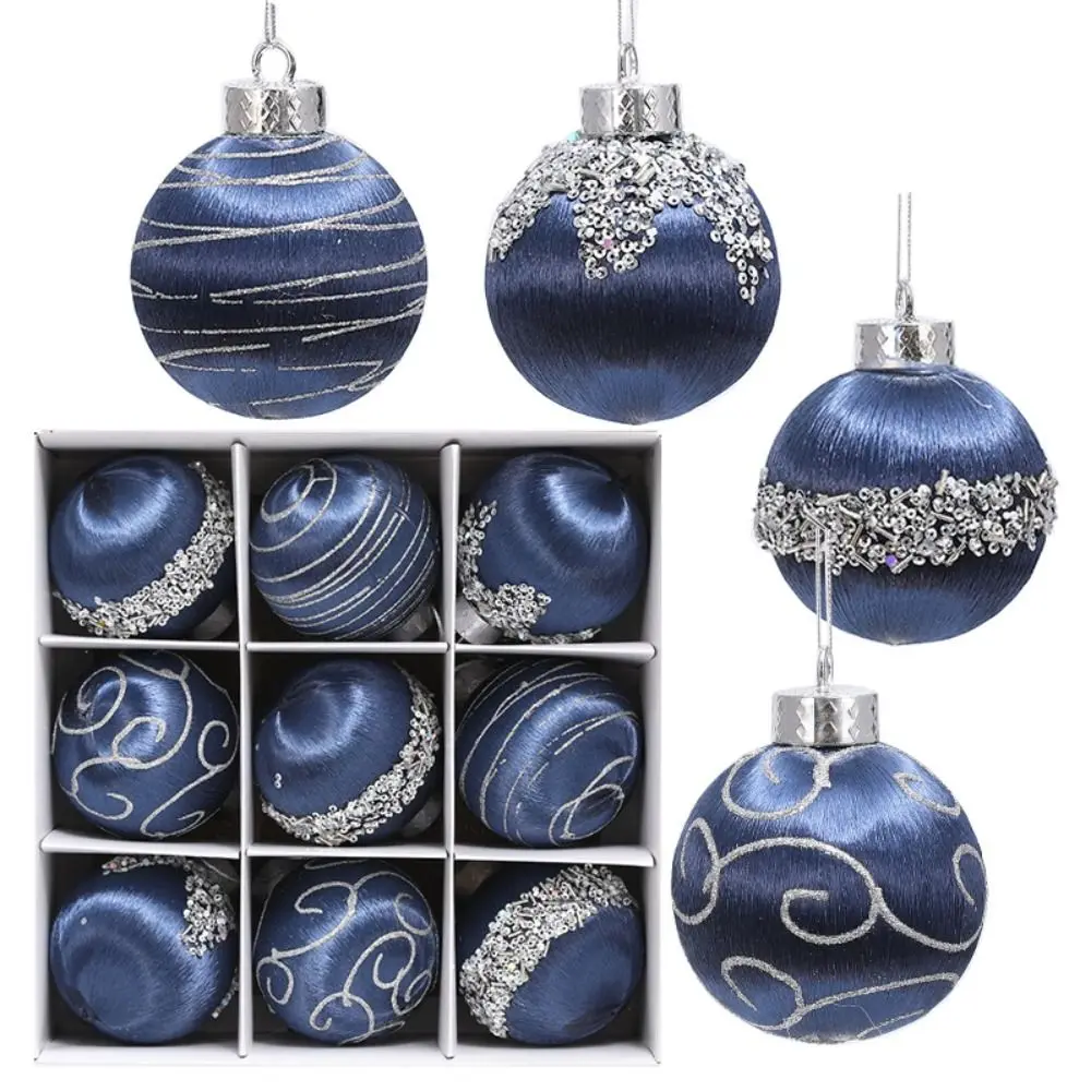 9 pçs 8cm conjunto de bola de natal pintado grande árvore de natal decoração pingente criativo delicado pendurado ornamento layout de fundo