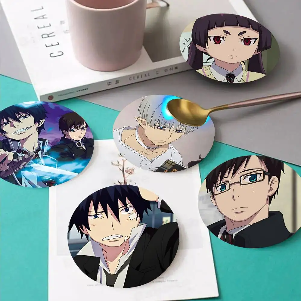 1pc Blue Exorcist Wooden Coaster Colour Printing Cup Mat Home Desk Decoration Gifts