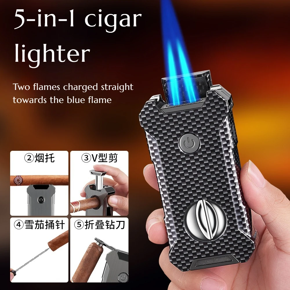 New Multi-functional High Quality 5-in-1 Cigar-specific Lighter Portable Lighter High-end Men's Gift Cigarette Accessories