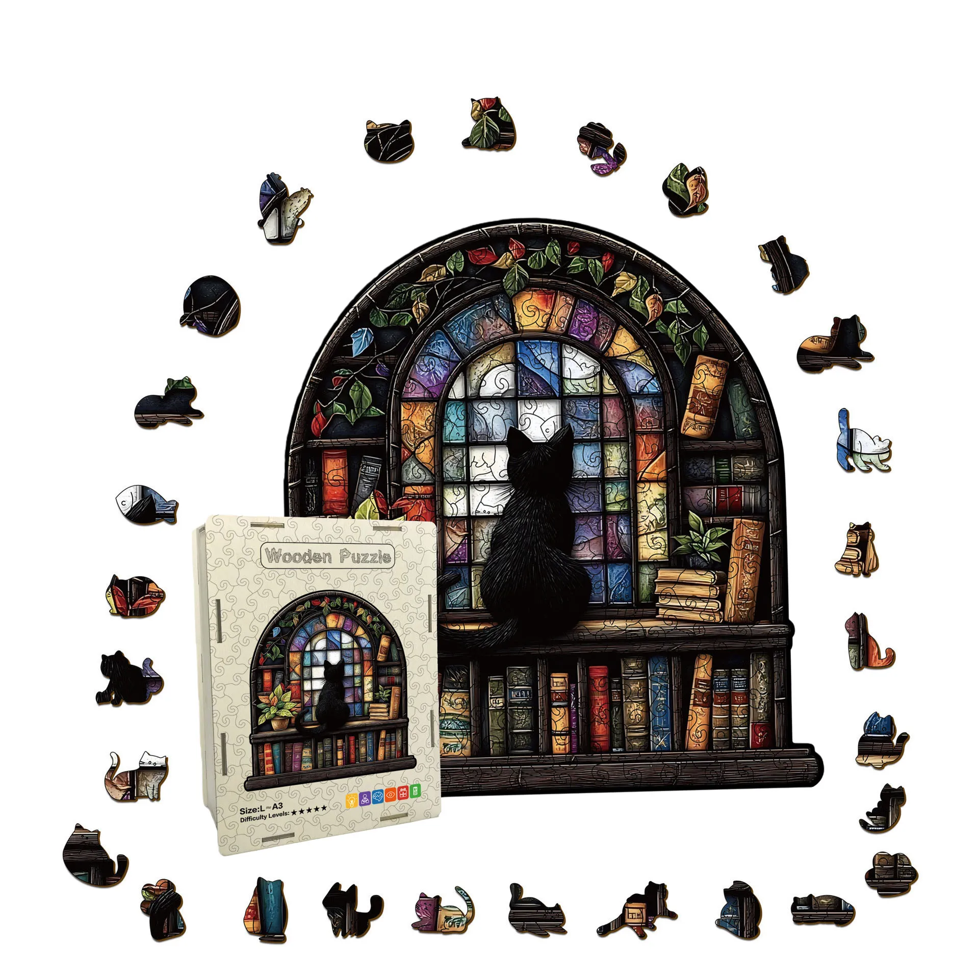 157/238pcs Kat Onregelmatige houten puzzel Legpuzzel Stressverlichtend spel Verjaardag Kerstcadeaus voor kattenliefhebbers Home Decor