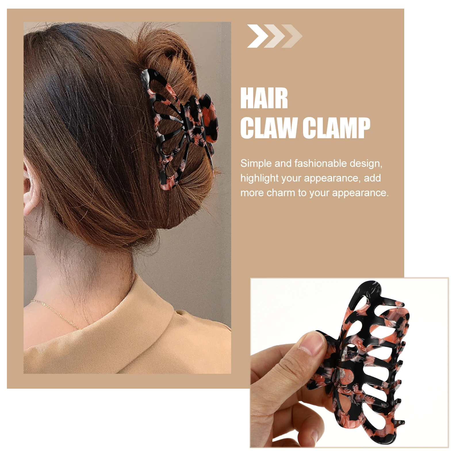 

2pcs Claw Clips Acrylic Jaw Clamp For Women Girls Stylish Hair Clasp Ornament Lightweight Durable Hair Accessory Office Casual