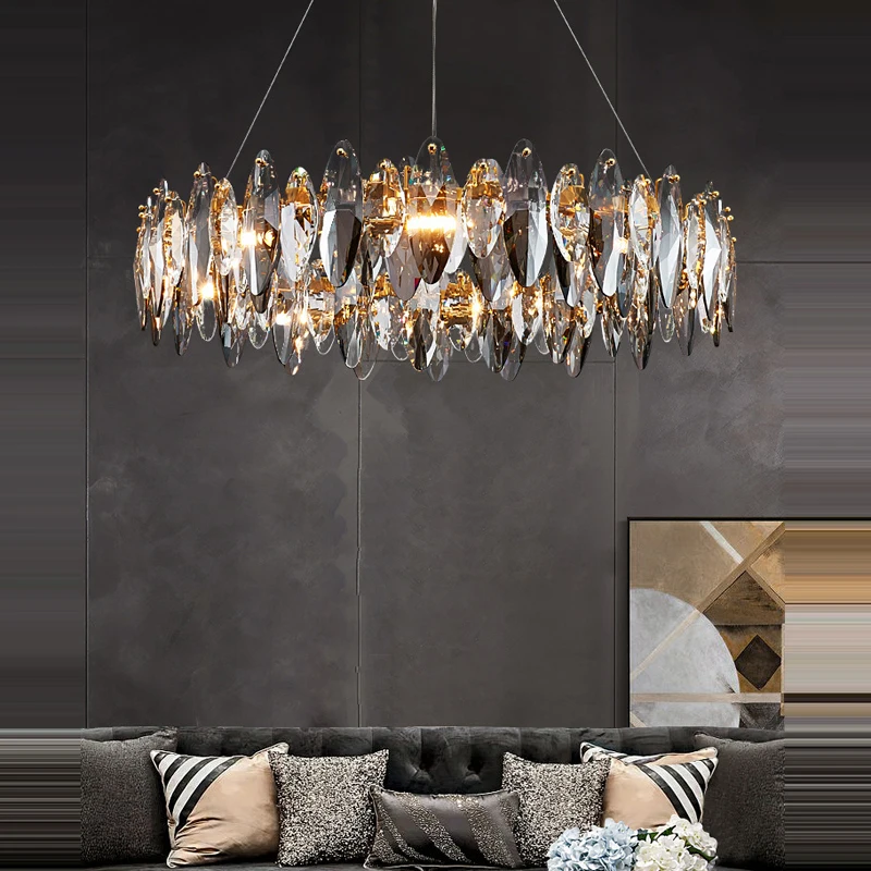 

Modern Round Crystal LED Suspension Luminaire Lampen Hanging Lamp Lustre Chandelier Lighting For Foyer