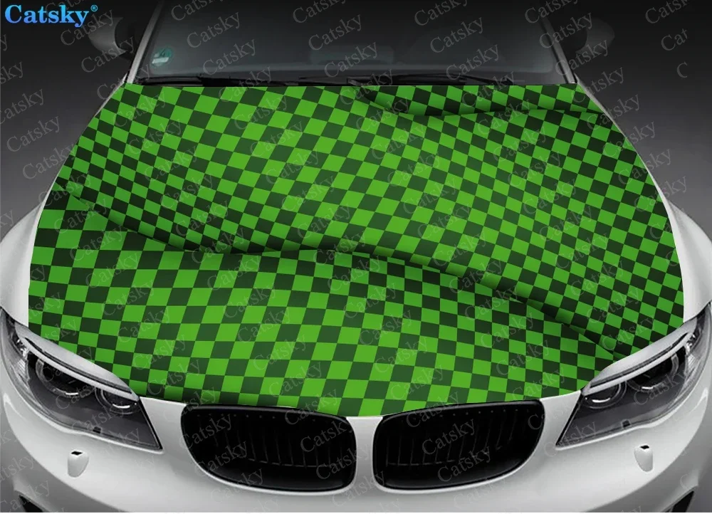 Racing Plaid Design Car Hood Vinyl Stickers Wrap Vinyl Film Engine Cover Decals Sticker Universal Car Hood Protective Film