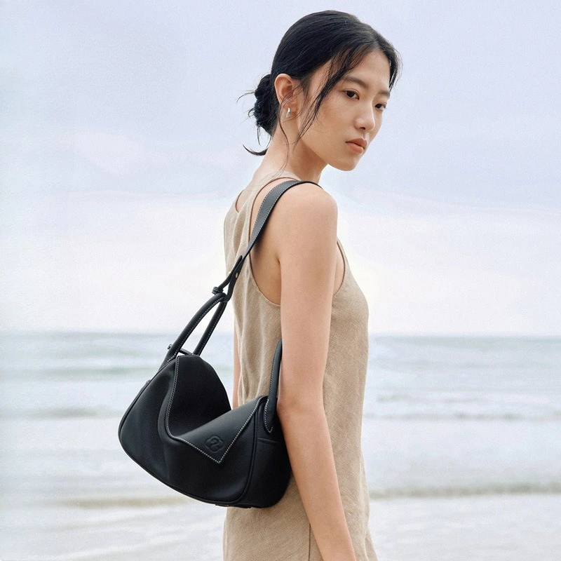 

GONGXUAN Yuanbao Bag Full-Grain Cowhide Pillow-Shaped Bag Single-Shoulder Crossbody Commuter Underarm Bag