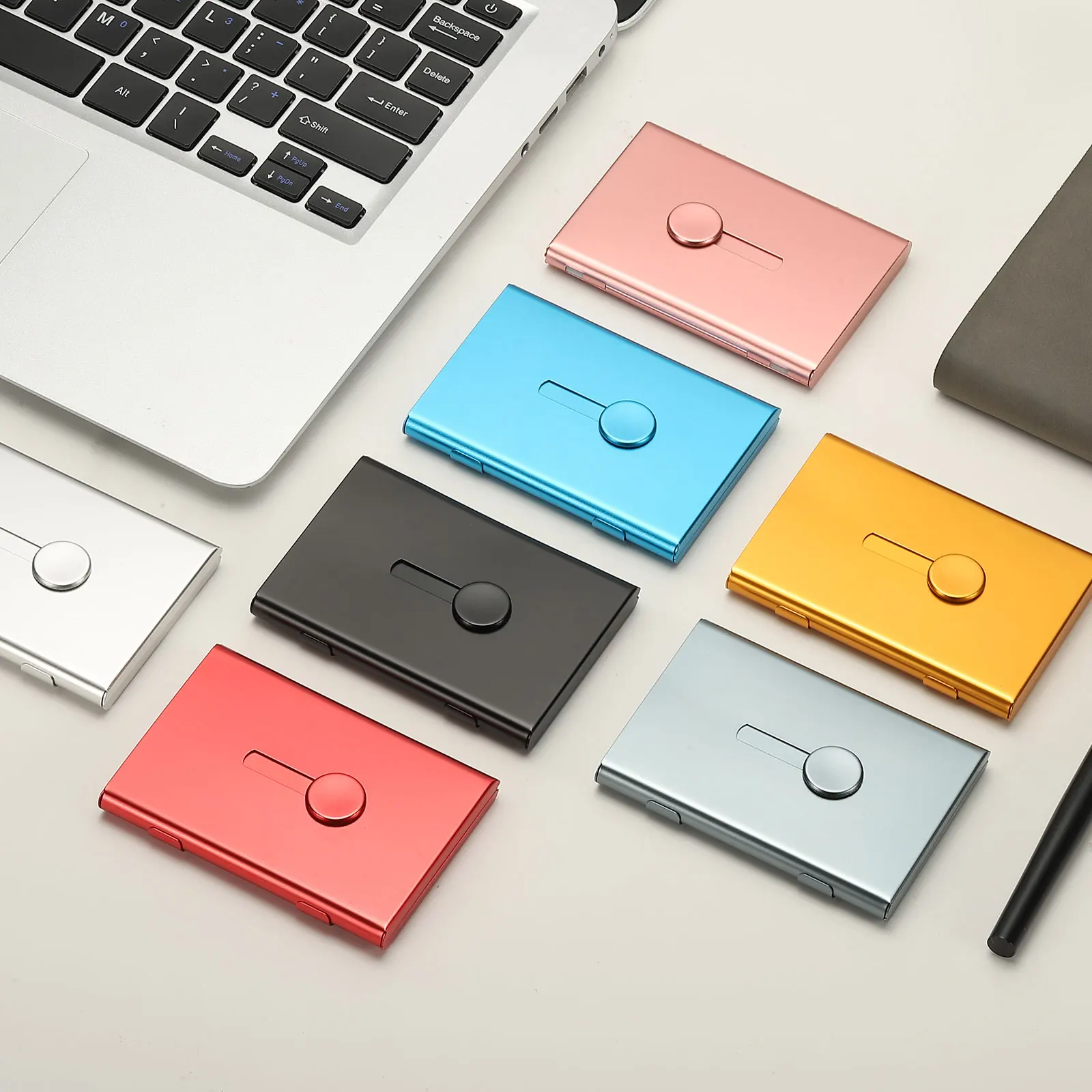 

Набор из 2-х алюминиевых футляров для визиток и банковских карт, металлический держатель для ID-карт и именных карт, коробка-обложка для карт