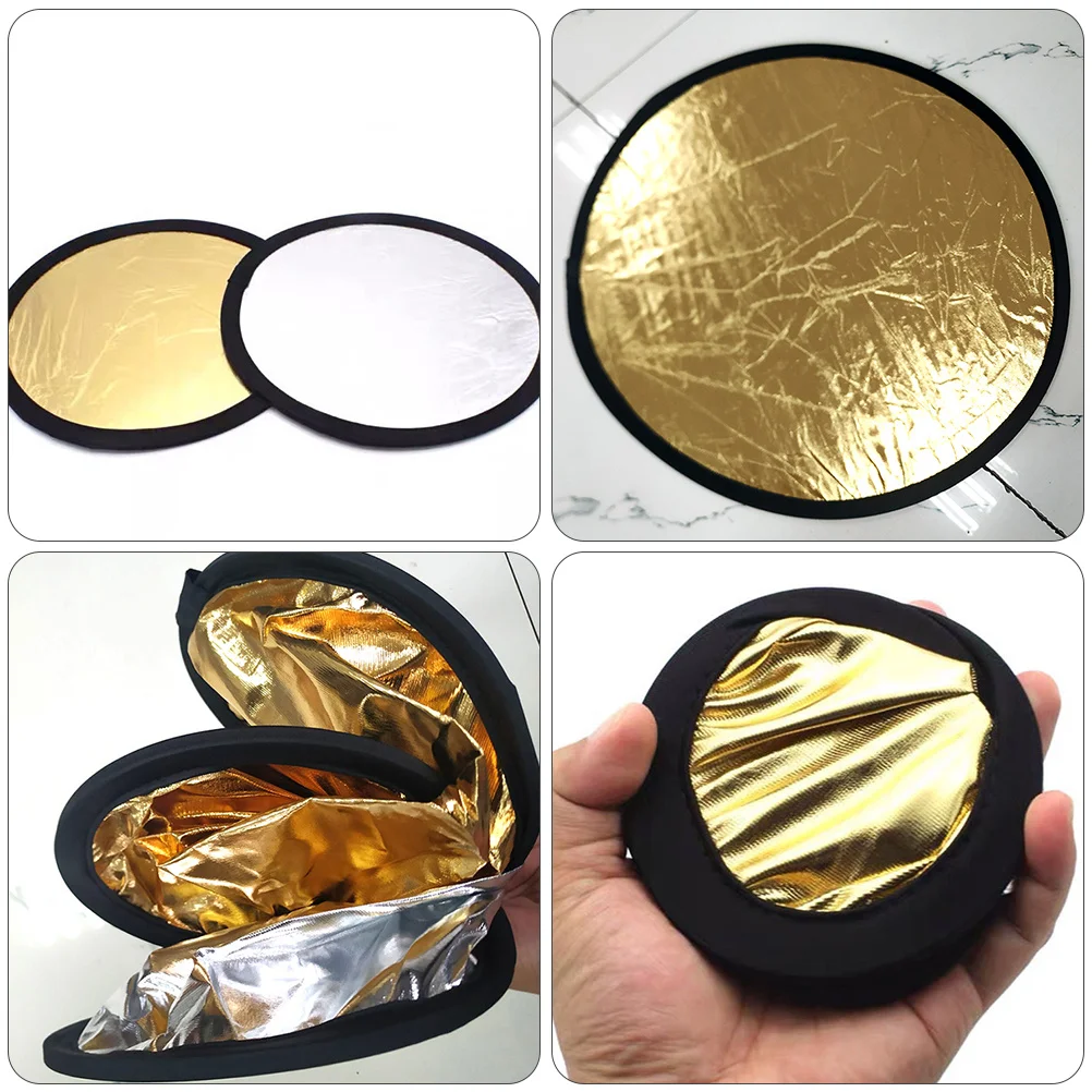 2Pcs Photography in 1 Gold Silver Light Reflecting Disc Portable for Outdoor Indoor Shooting Studio Use