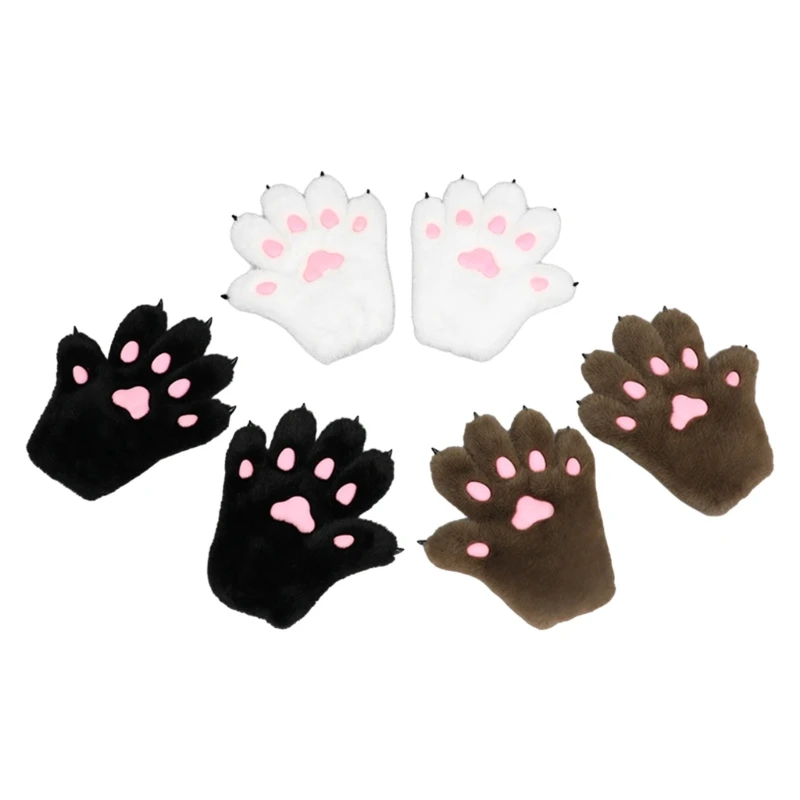 

Roleplay Animal Paw Gloves Cats Paw Fingerless Gloves Halloween Party Handwear