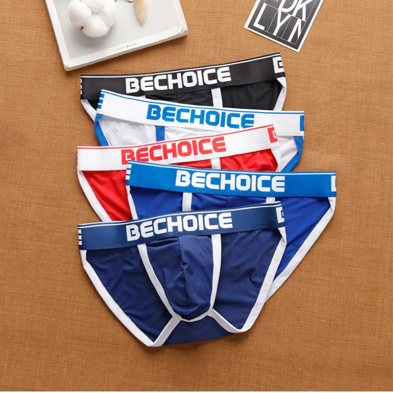 

Мужские трусы Bechoice, новое нижнее белье с высокой вилкой, дышащие удобные сексуальные Молодежные трусы