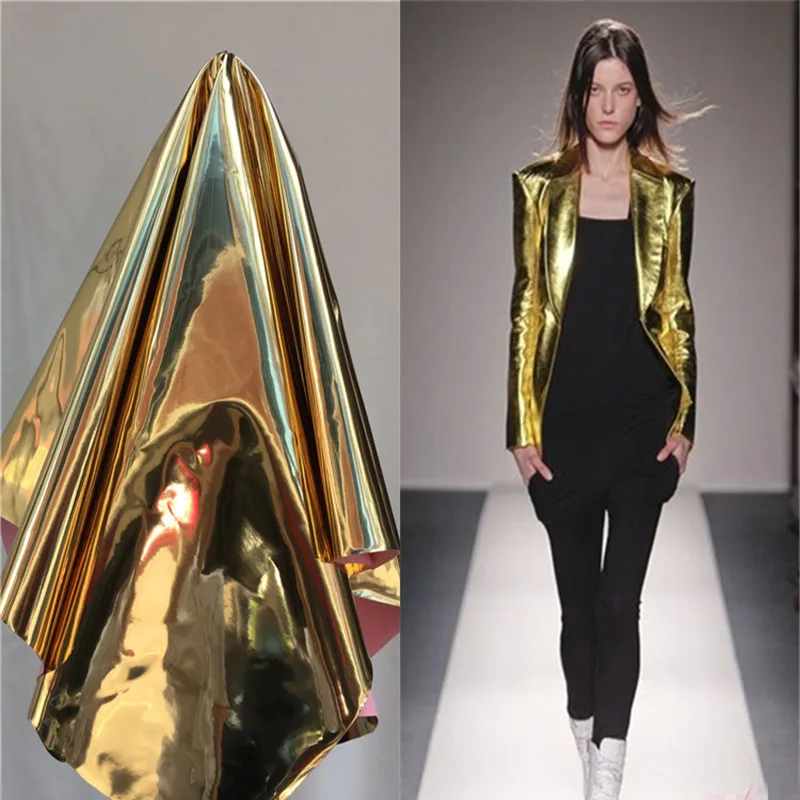 Dobre błyszczące złoto/srebrne lustro PU Faux Leather Trend w tkaninie metaliczna designerska tkanina do szycia DIY Design kostiumy/sukienka odzież