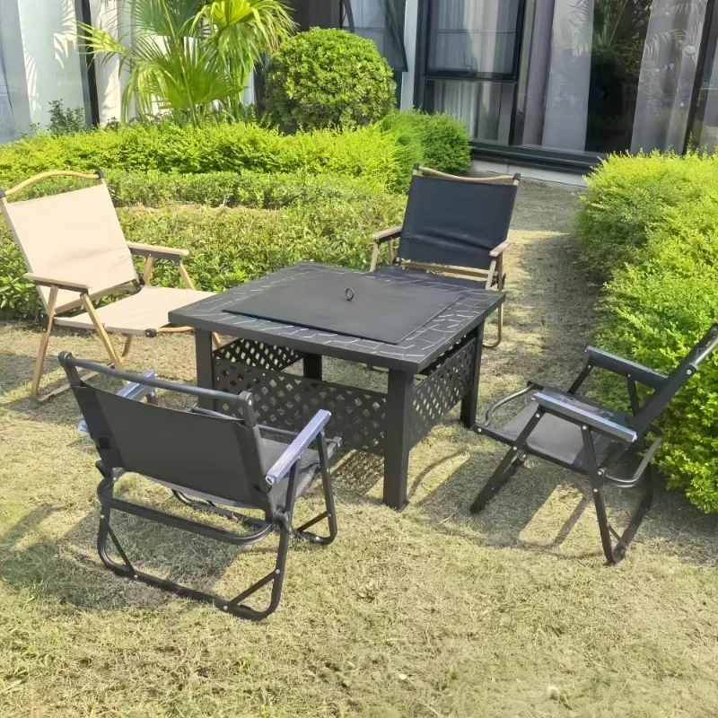 Garden raised barbecue grill, movable barbecue table, indoor barbecue grill, surrounding stove to make tea