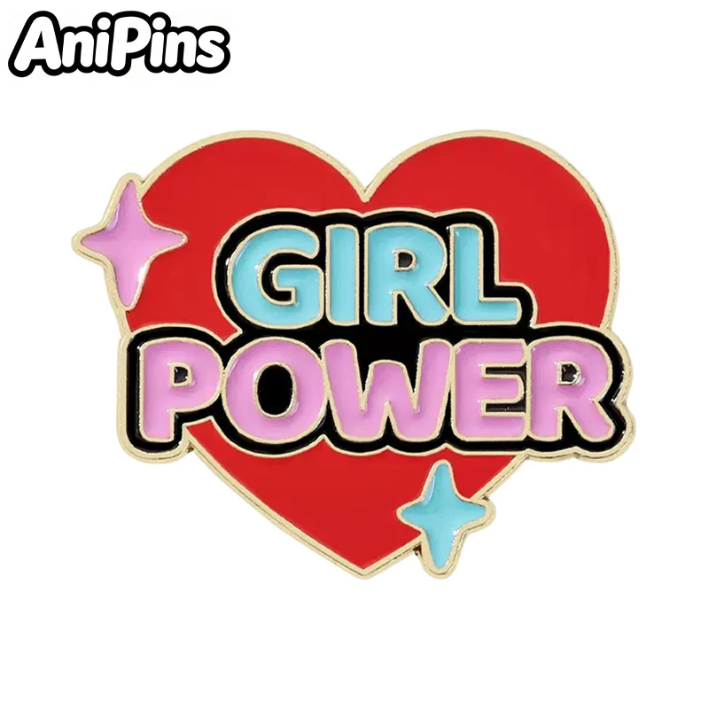 AniPins Cute Girl Power Heart Pins 6-design Enamel Rainbow Love Wins Brooch Pin For Backpack Clothes Lapel Badge Friends Gifts