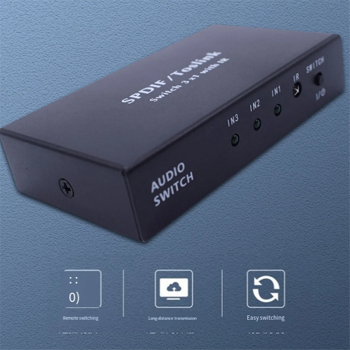 Optical Switcher with 2 Way Spdif Toslink Optical Digital Audio Splitter 3 in 1 Out with IR Remote Control Switch