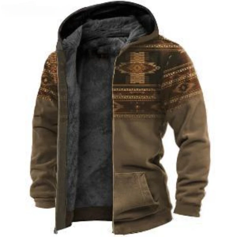 남성용 포켓 재킷, 캐주얼 플리스 지퍼 후드 코트, 따뜻한 의류, 겨울 패션